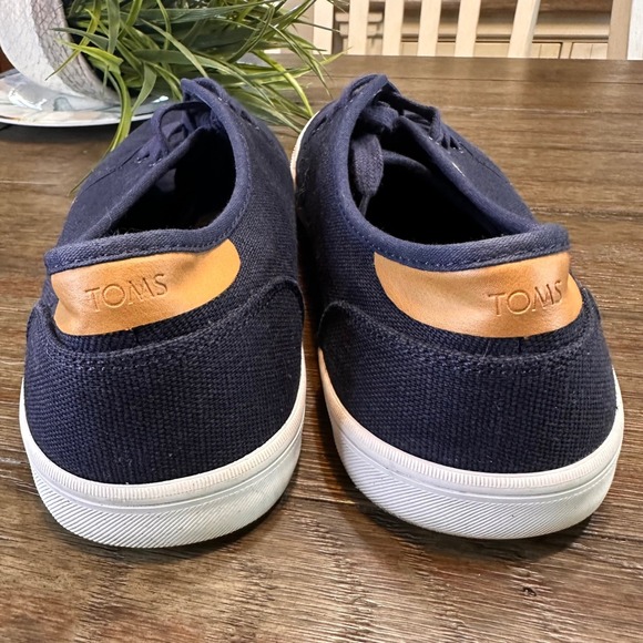 TOMS Earthwise Navy Carlo Canvas Knit Lace Up Sneakers Shoes Mens Size 11.5 - Picture 5 of 10
